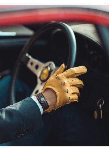 Gants de conduite en cuir café