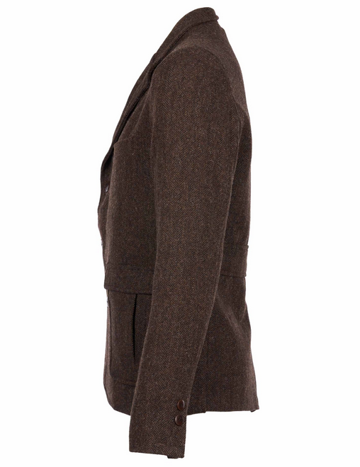 La veste 1938 Cricketeer Upland brown Pike brothers est inspiré des vestes de chasse anglaise du 19ème siècle.      tissu extérieur : 100% laine chevron     doublure : 100% viscose     couple classique     fabriqué au Portugal