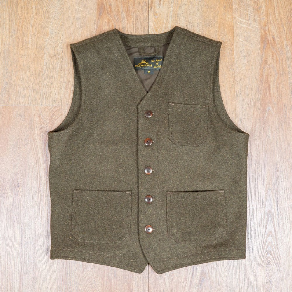 Gilet 1937 beaver green, modèle court - Pike brothers
