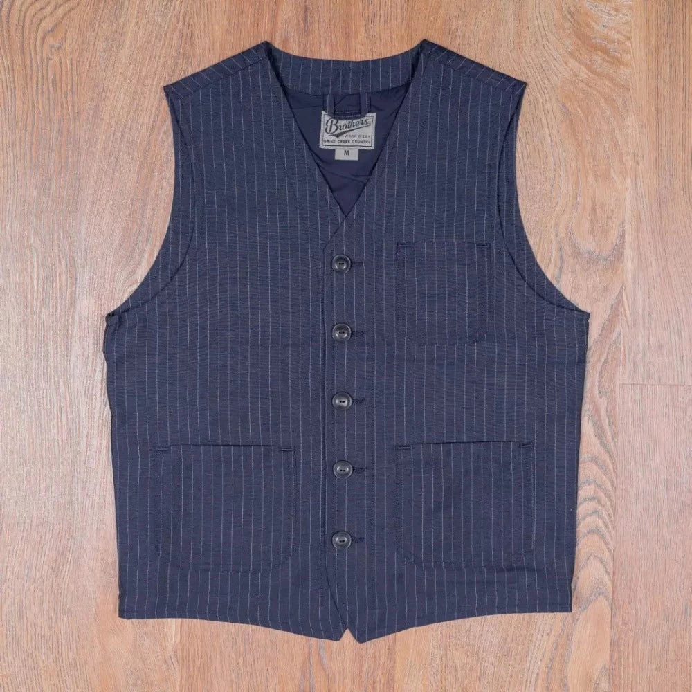 トップス vintage gilet original stitch processing Gilet 1937 roamer chicago blue - Pike brothers – Monsieur Cam