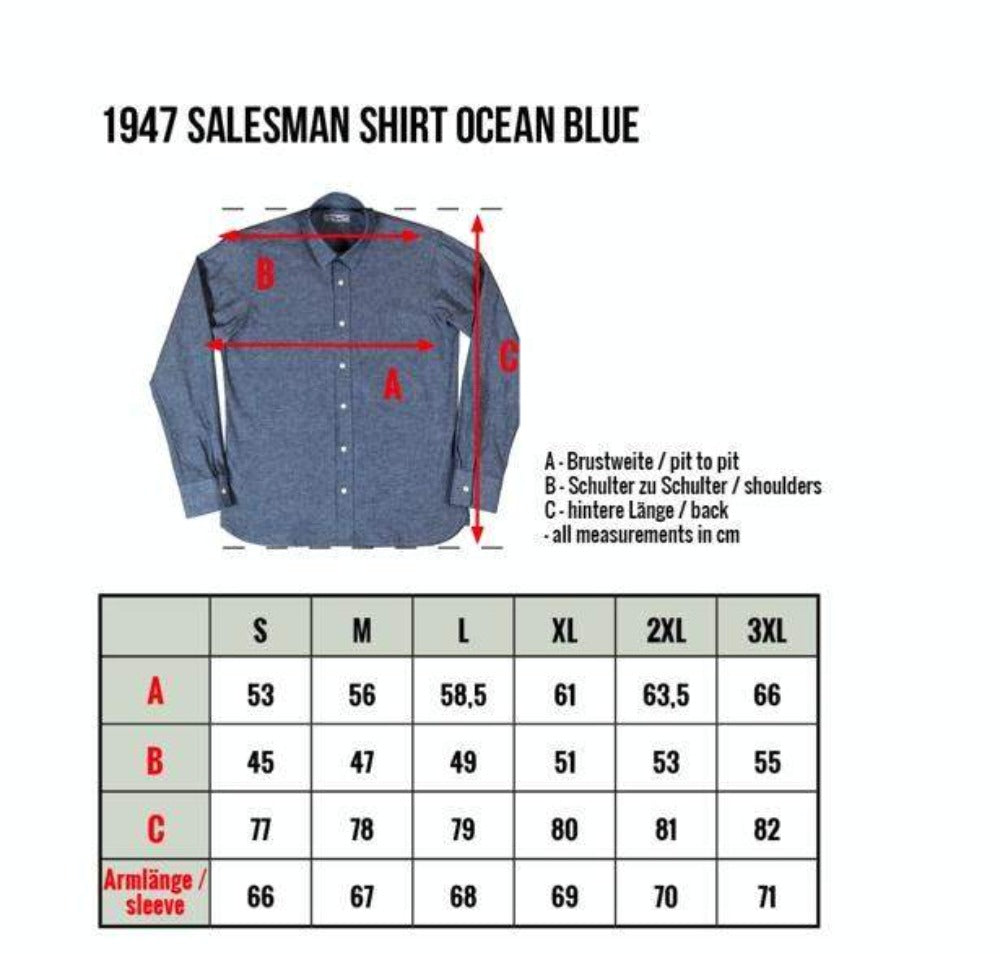 chemise 1947 salesman ocean blue - pike brothers-pike brothers