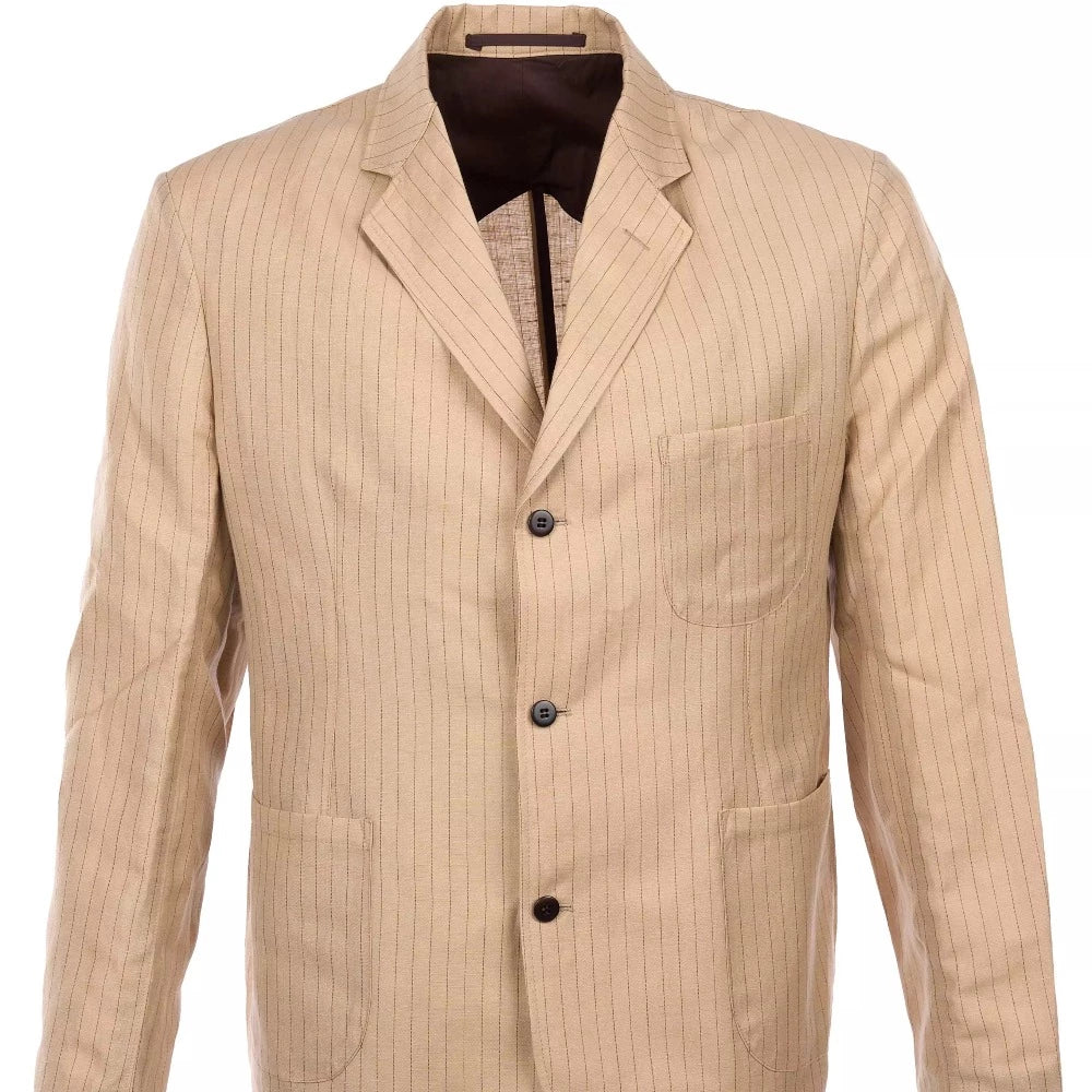 La veste 1927 harvester chicago sand Pike brothers fait partie de l'ensemble de costume spécial été avec le pantalon 1947 .  Son tissu super léger est composé de 55% de lin et 45% de laine, idéal à porter en été.